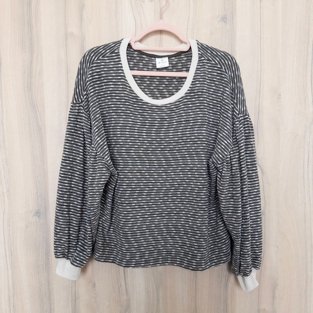 By Together Womens Striped Oversized Sweater Size S Gray Slouch Cozy Casual